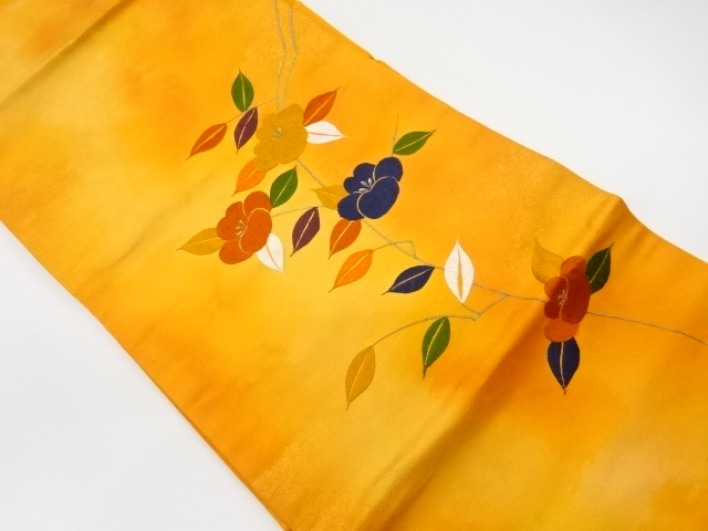 JAPANESE KIMONO / VINTAGE NAGOYA OBI / EMBROIDERY / CAMELLIA